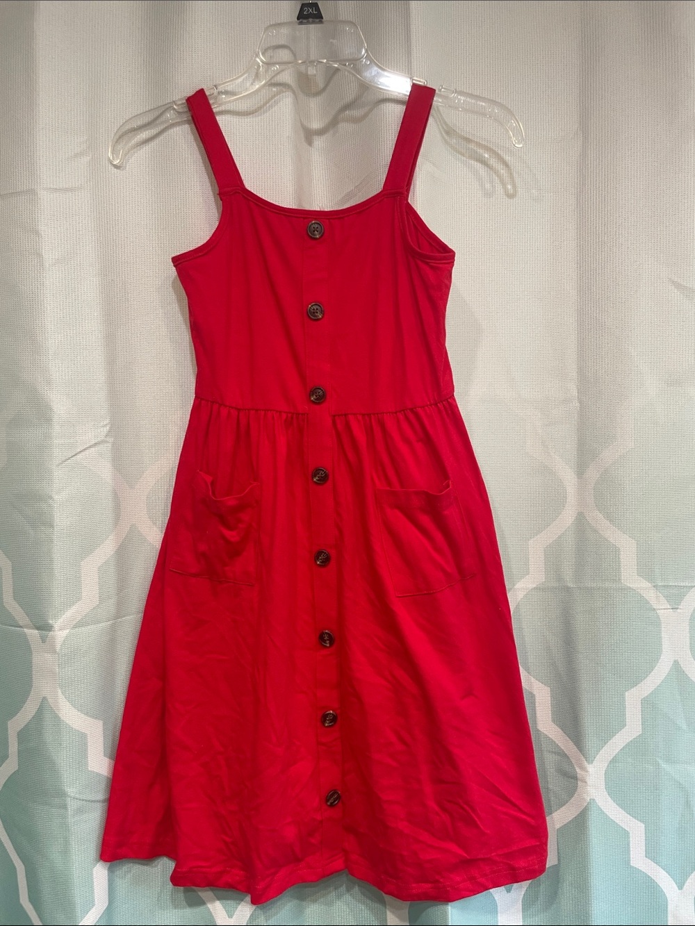 Max Studio Bright Red Button-Front Casual Girls Dress